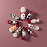 Artnailery · Scarlet Muse | Artistry Collection · Holiday Glam Selection (10 pcs Handmade Press-On Nails