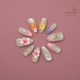 Artnailery · Blooming Symphony | Everyday Elegance · Artistry · Seasonal Glam (10 pcs Handmade Press-On Nails)