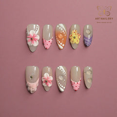 Artnailery · Blooming Symphony | Everyday Elegance · Artistry · Seasonal Glam (10 pcs Handmade Press-On Nails)