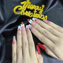 Artnailery · Cherry Ribbon | Holiday Glam Limited (10 pcs Handmade Press-On Nails)