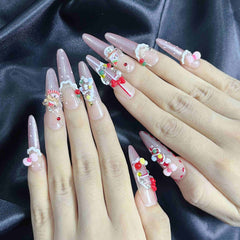 Artnailery · Frosted Merry | Holiday Glam Limited (10 pcs Handmade Press-On Nails)