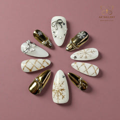 Artnailery · Frosted Étoile | Holiday Glam Limited · Seasonal Glam Selection (10 pcs Handmade Press-On Nails)