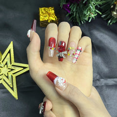 Artnailery · Santa Glow | Holiday Glam Limited Collection (10 pcs Handmade Press-On Nails)