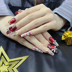 Artnailery · Santa Glow | Holiday Glam Limited Collection (10 pcs Handmade Press-On Nails)