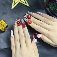 Artnailery · Santa Glow | Holiday Glam Limited Collection (10 pcs Handmade Press-On Nails)