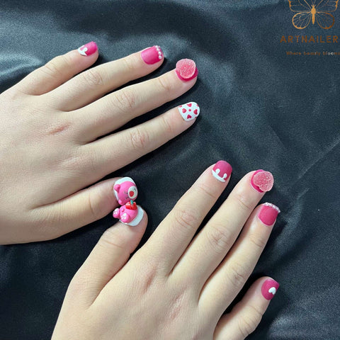 Artnailery · Pinky Bear Party | Kids Press-On Nails (10 pcs)