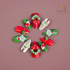 Artnailery · Frosted Noel | Holiday Glam Limited (10 pcs Handmade Press-On Nails)