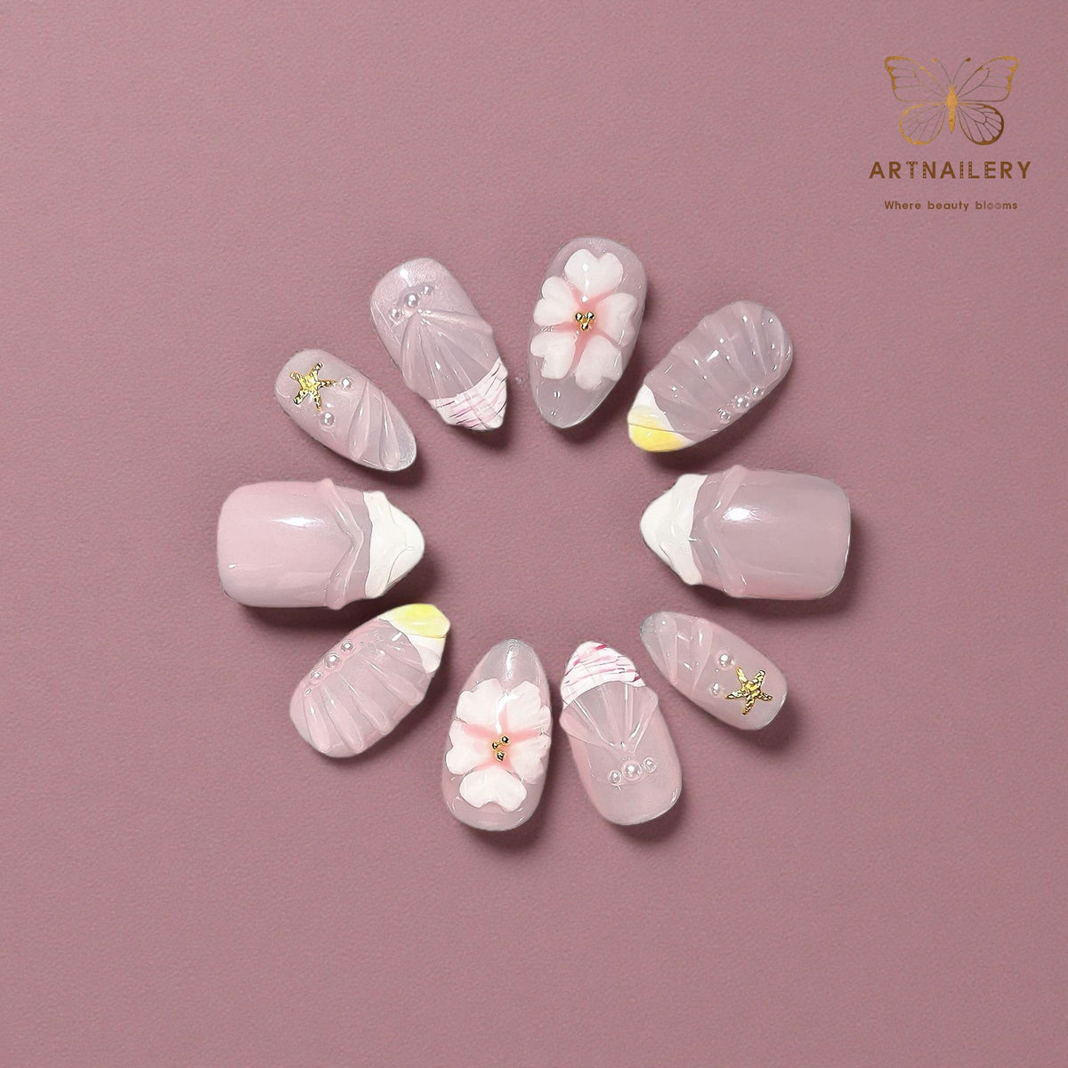Artnailery · Lilac Bloom | Artistry Collection (10 pcs Handmade Press-On Nails)