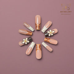 Artnailery · Cocoa Bloom | Artistry Collection · Seasonal Glam Selection (10 pcs Handmade Press-On Nails)