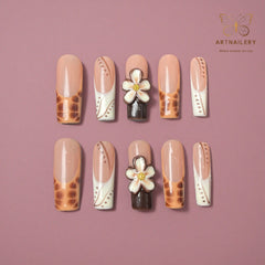Artnailery · Cocoa Bloom | Artistry Collection · Seasonal Glam Selection (10 pcs Handmade Press-On Nails)