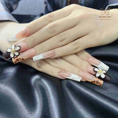 Artnailery · Cocoa Bloom | Artistry Collection · Seasonal Glam Selection (10 pcs Handmade Press-On Nails)