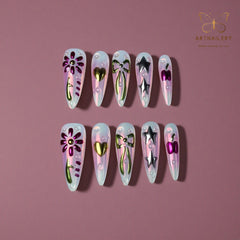 Artnailery · Prism Petals | Artistry Collection · Seasonal Glam Limited (10 pcs Handmade Press-On Nails)