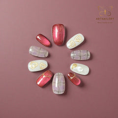 Artnailery · Crimson Muse | Everyday Elegance · Seasonal Glam Selection (10 pcs Handmade Press-On Nails)