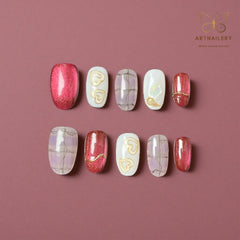Artnailery · Crimson Muse | Everyday Elegance · Seasonal Glam Selection (10 pcs Handmade Press-On Nails)