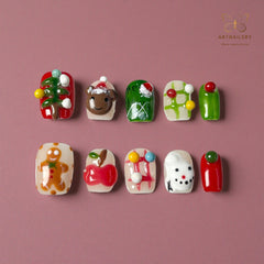 Artnailery · Merry Mingle | Holiday Glam Limited (10 pcs Handmade Press-On Nails)