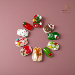 Artnailery · Merry Mingle | Holiday Glam Limited (10 pcs Handmade Press-On Nails)