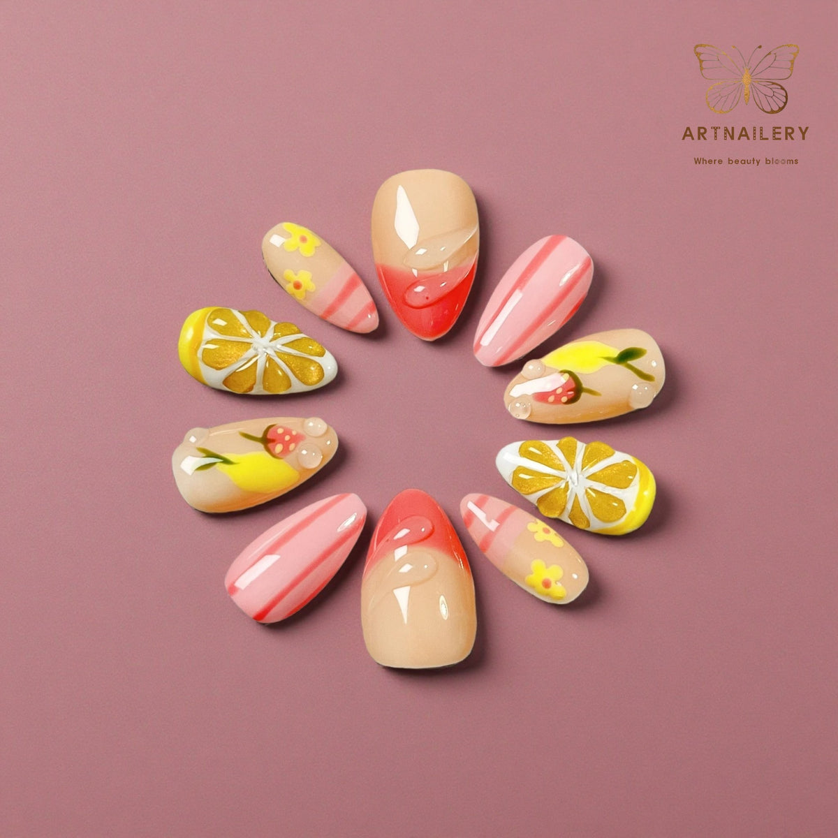 Artnailery · Citrus Crush | Seasonal Glam Limited · Everyday Selection (10 pcs Handmade Press-On Nails)