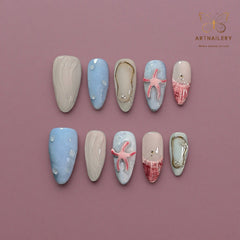 Artnailery · Ocean Whisper | Artistry & Seasonal Glam Limited (10 pcs Handmade Press-On Nails