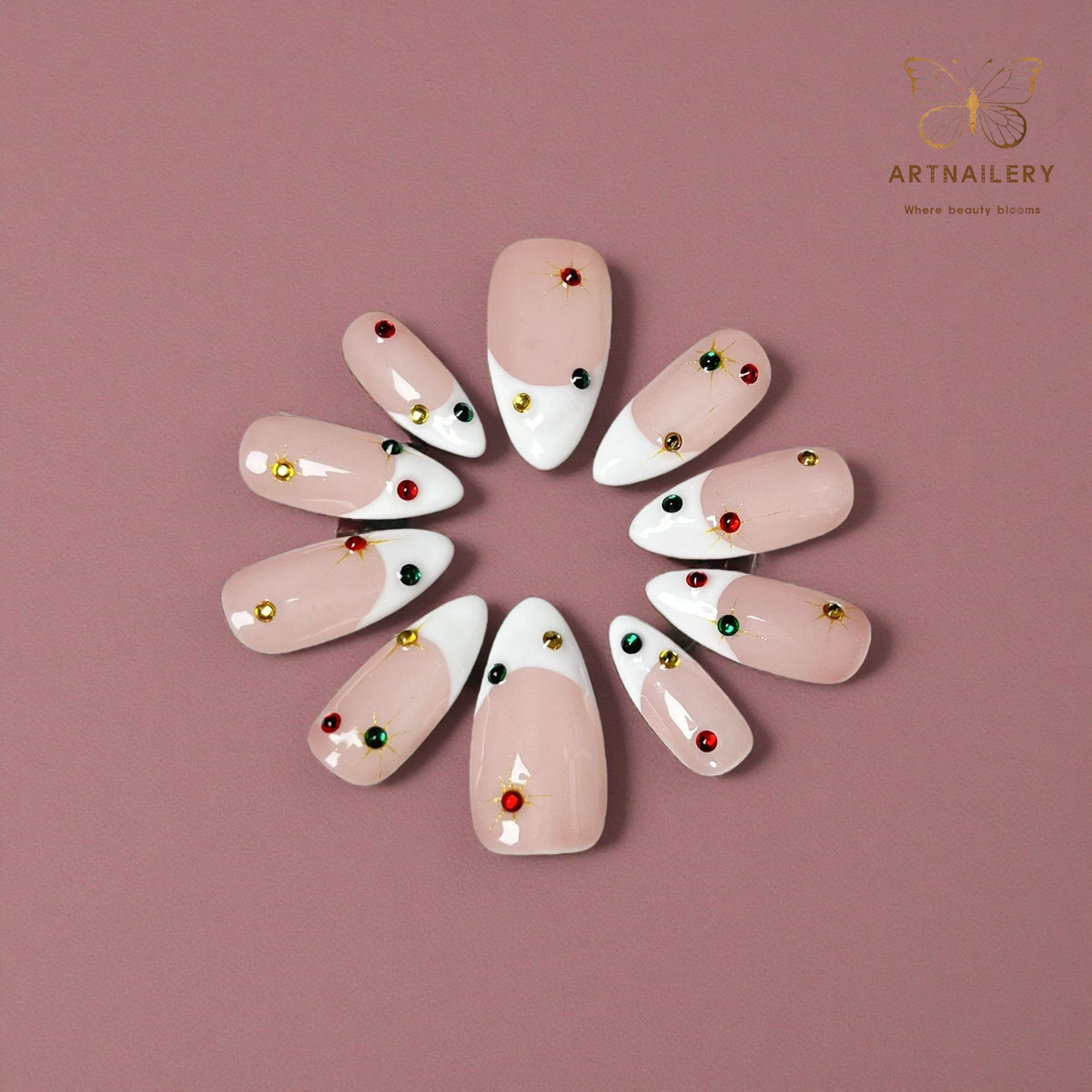 Artnailery · Festive Whisper | Everyday Elegance · Seasonal Glam Selection (10 pcs Handmade Press-On Nails