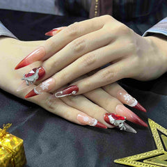 Artnailery · Scarlet Frost | Holiday Glam Limited (10 pcs Handmade Press-On Nails)