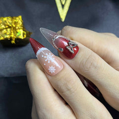 Artnailery · Scarlet Frost | Holiday Glam Limited (10 pcs Handmade Press-On Nails)