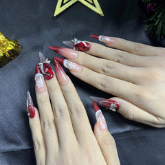 Artnailery · Scarlet Frost | Holiday Glam Limited (10 pcs Handmade Press-On Nails)