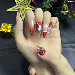 Artnailery · Scarlet Frost | Holiday Glam Limited (10 pcs Handmade Press-On Nails)