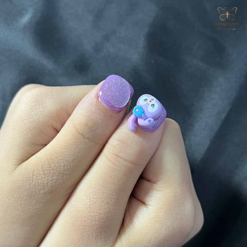 Artnailery · Violet Bunny Mix | Kids Press-On Nails (10 pcs)