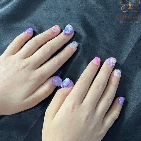 Artnailery · Violet Bunny Mix | Kids Press-On Nails (10 pcs)