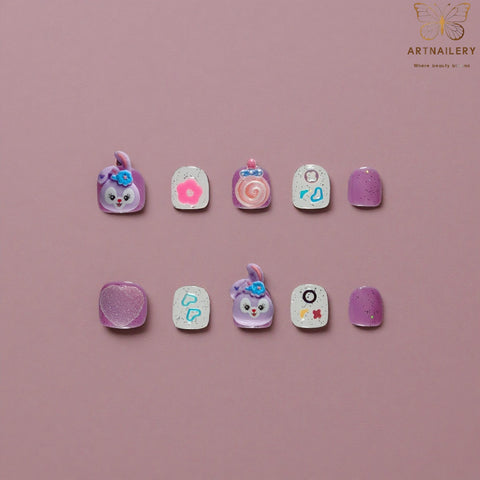 Artnailery · Violet Bunny Mix | Kids Press-On Nails (10 pcs)