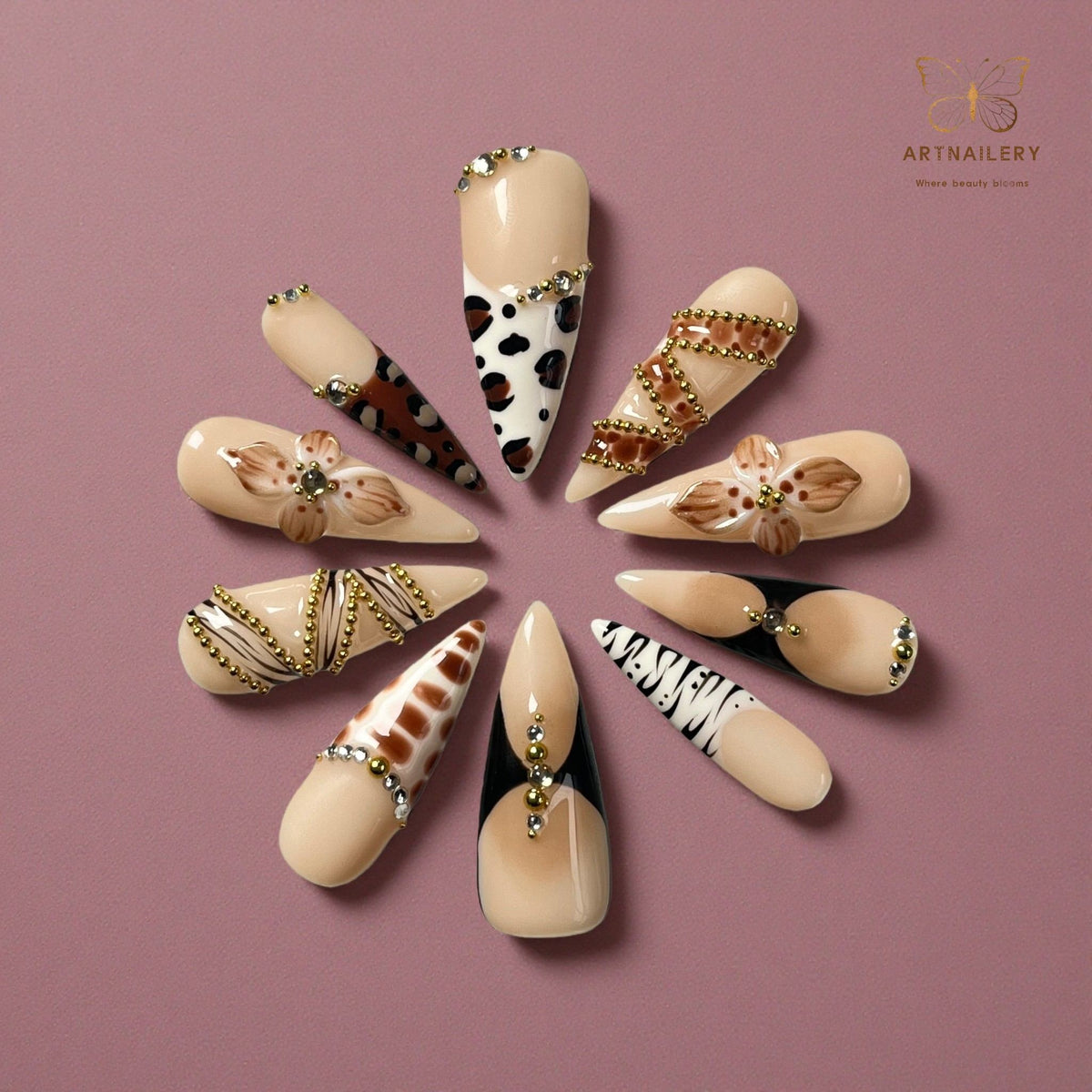 Artnailery · Wild Muse | Artistry Collection · Seasonal Glam Selection (10 pcs Handmade Press-On Nails)