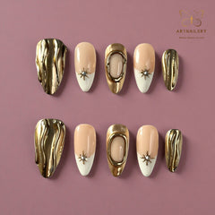 Artnailery · Golden Current | Artistry Collection · Seasonal Glam Selection (10 pcs Handmade Press-On Nails)