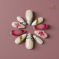 Artnailery · Rouge Mirage | Artistry Collection · Seasonal Glam Selection (10 pcs Handmade Press-On Nails)