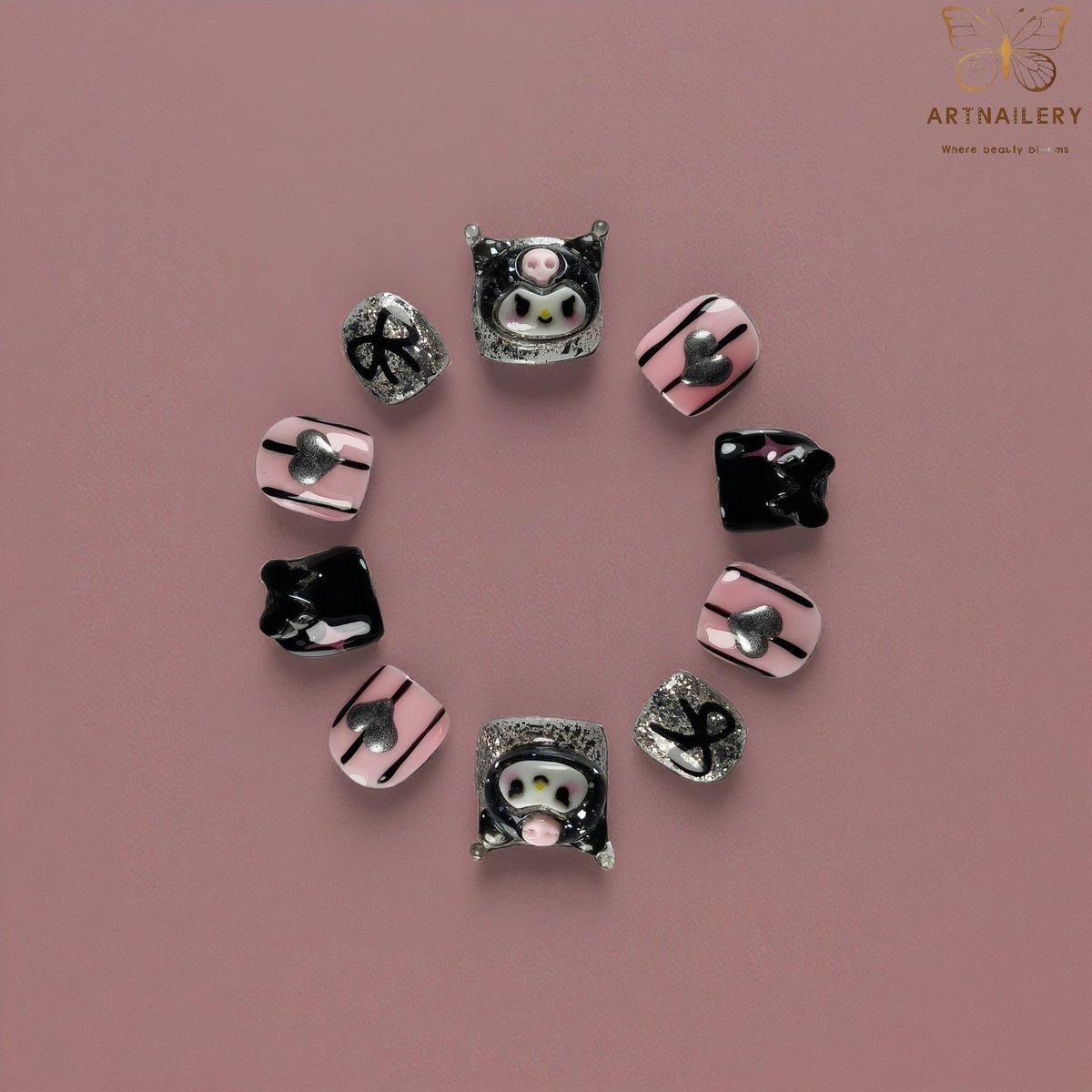 Artnailery · Midnight Kuromi Spark | Kids Press-On Nails (10 pcs)