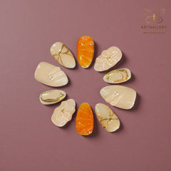 Artnailery · Golden Grace | Everyday Elegance (10 pcs Handmade Press-On Nails)