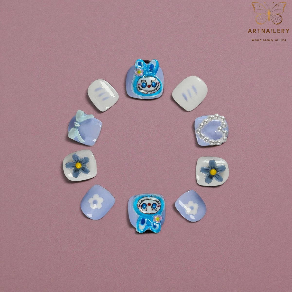 Artnailery · Sky Bunny Bloom | Kids Press-On Nails (10 pcs)