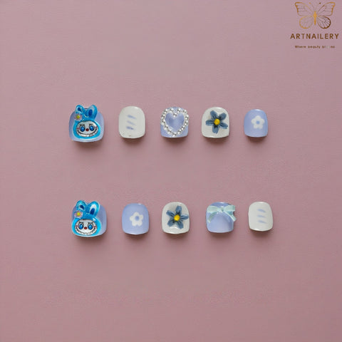 Artnailery · Sky Bunny Bloom | Kids Press-On Nails (10 pcs)