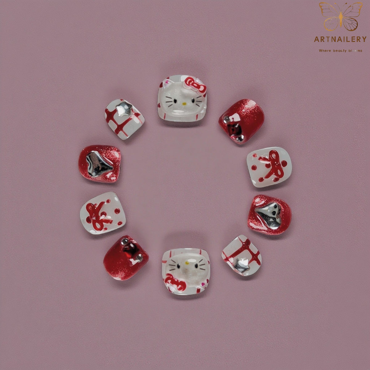 Artnailery · Ruby Kitty Party | Kids Press-On Nails (10 pcs)