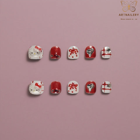 Artnailery · Ruby Kitty Party | Kids Press-On Nails (10 pcs)