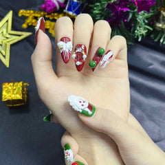 Artnailery · Crimson Eve | Holiday Glam Limited (10 pcs Handmade Press-On Nails)