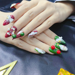 Artnailery · Crimson Eve | Holiday Glam Limited (10 pcs Handmade Press-On Nails)