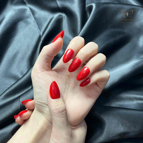 Artnailery · Scarlet Poise | Atelier Canvas (30 pcs Precision-Finish Press-On Nails)
