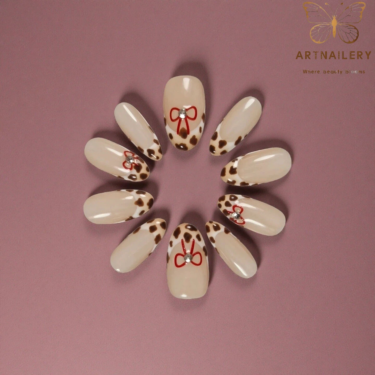 Artnailery · Scarlet Leopard Bow | Everyday Elegance Collection · Artistry Selection