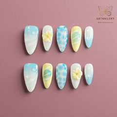 Artnailery · Azure Bloom | Everyday & Seasonal Glam Limited (10 pcs Handmade Press-On Nails)