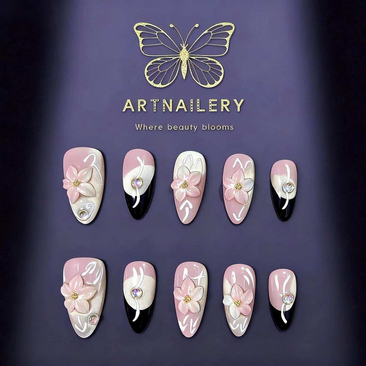 Blossom Whisper | Artistry Collection (10 pcs Handmade Press-On Nails)