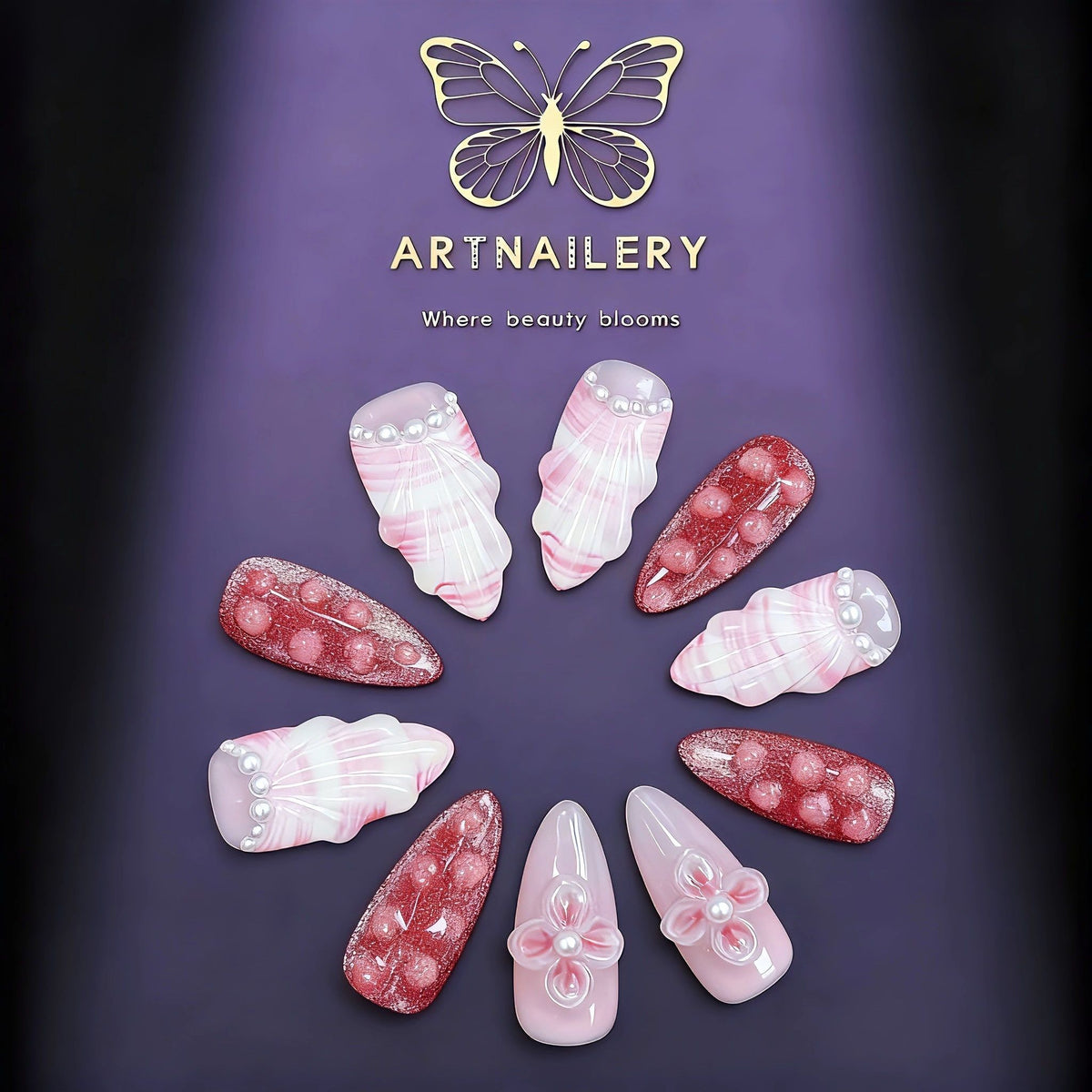 Artnailery · Rosé Sonata | Artistry Collection (10 pcs Handmade Press-On Nails
