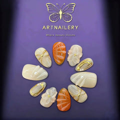 Golden Grace | Everyday Elegance (10 pcs Handmade Press-On Nails)