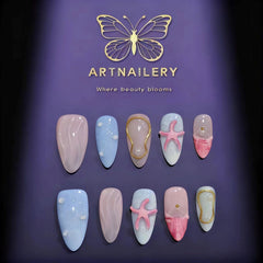 Artnailery · Ocean Whisper | Artistry & Seasonal Glam Limited (10 pcs Handmade Press-On Nails