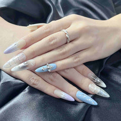 Artnailery · Silver Veil | Artistry Collection  (10 pcs Handmade Press-On Nails)