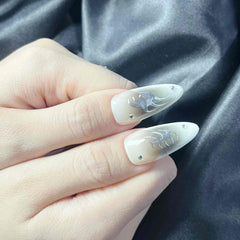 Artnailery · Silver Veil | Artistry Collection  (10 pcs Handmade Press-On Nails)